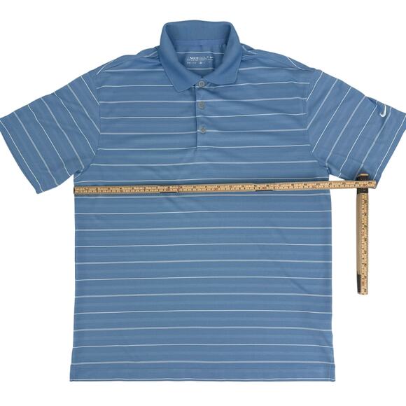 Nike Golf Blue Striped Polo, M - Picture 5 of 8
